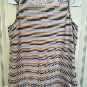Pact Organic Cotton Multicolor Stripe Sleeveless Tank Top Size L